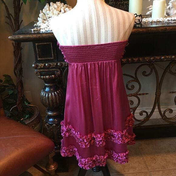 🎃 - SILK FUSCHIA Ruffle Dress & Cardi - Picture 6 of 8